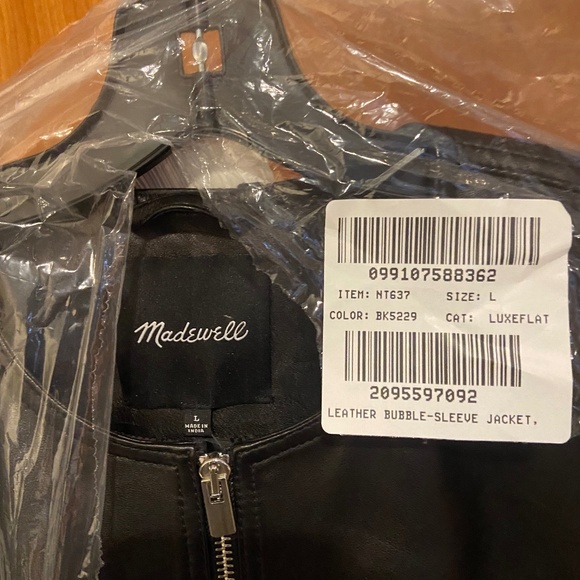 Madewell Leather Bubble-Sleeve Jacket NWT - Picture 8 of 8